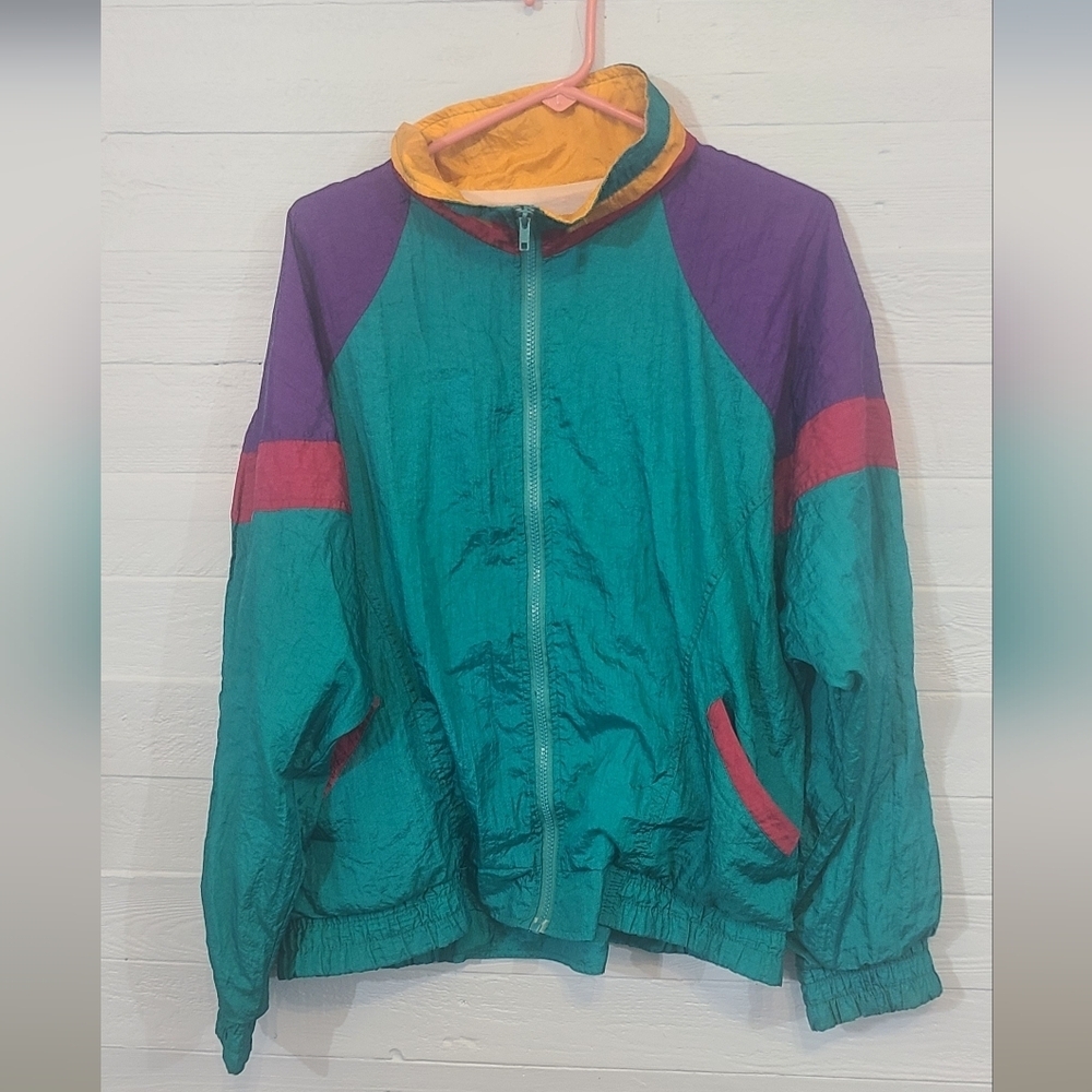 Womens ROCK CREEK CASUALS Multi Color Vtg 90s Windbreaker Size XL